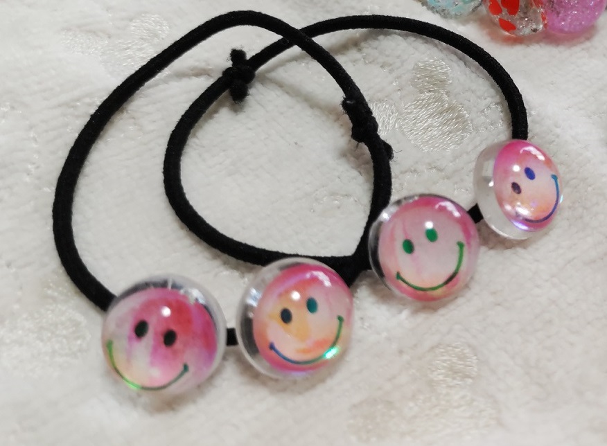 キッズへアゴム作り方にこちゃんシール