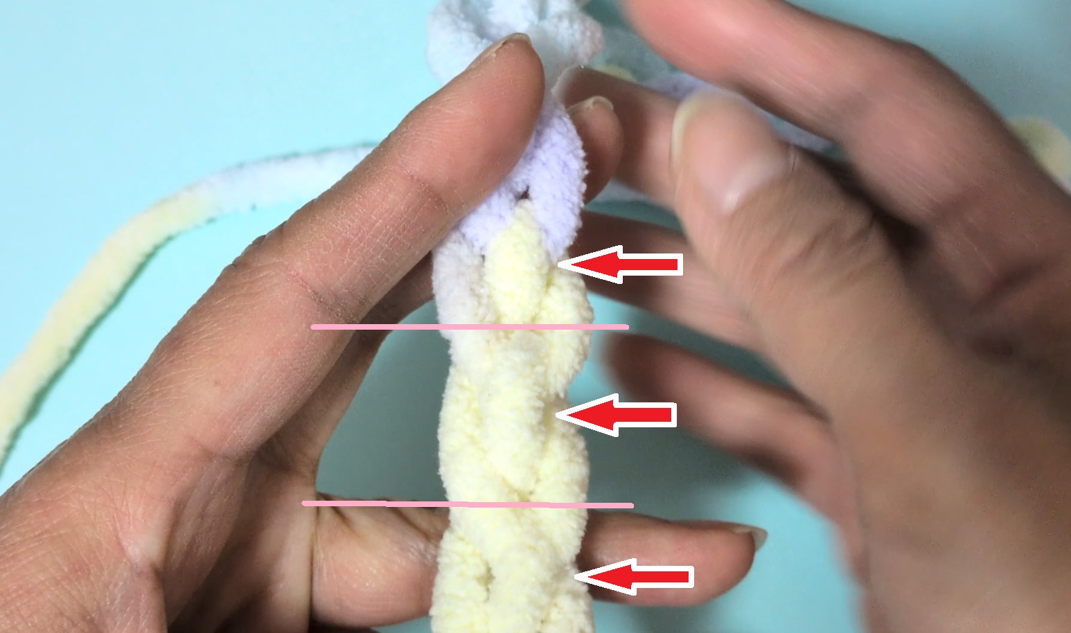 小学生も作れるゆびあみシュシュの作り方8