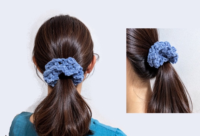 ヘアゴム交換ができる毛糸シュシュの作り方