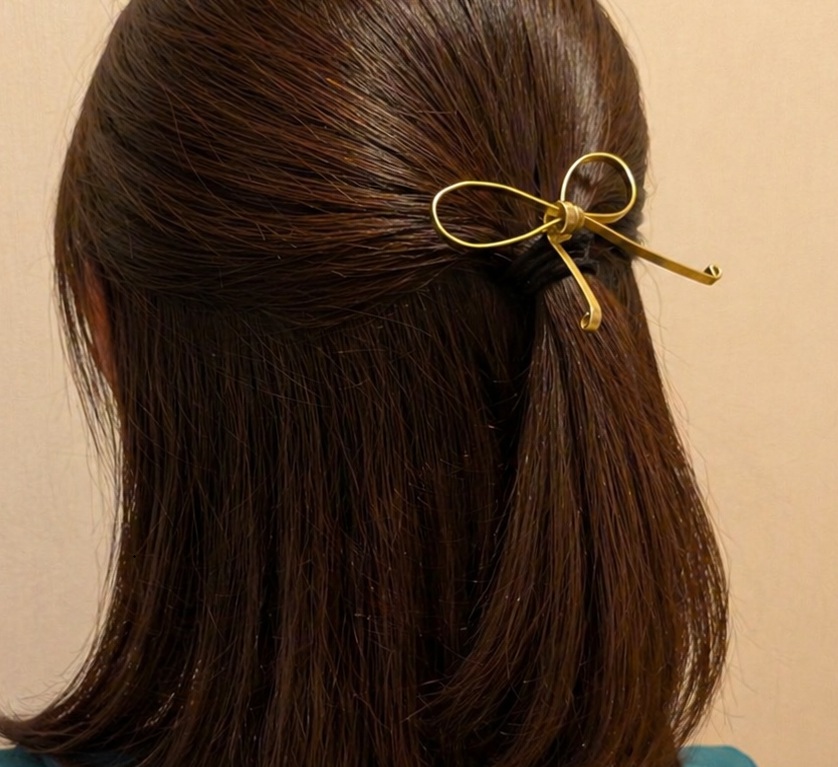 フラットワイヤーリボンのポニーフックの作り方