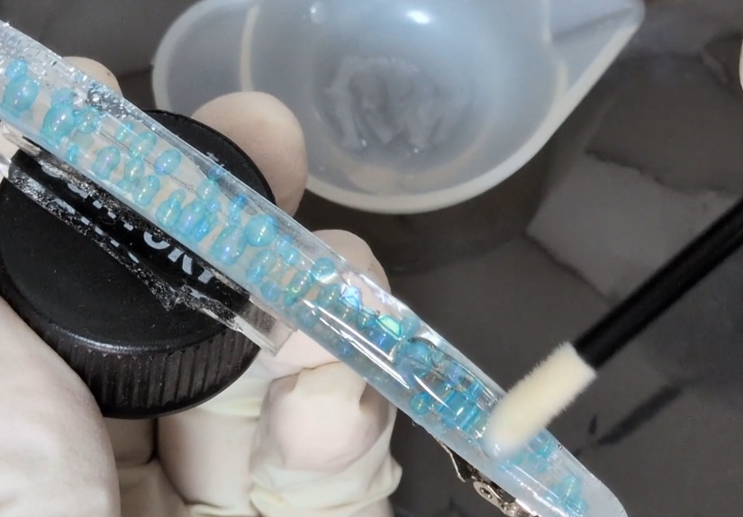 涼しげブルーの大人ヘアバレッタの作り方16