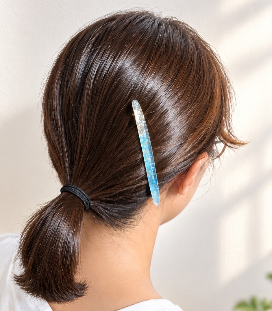 涼しげブルーの大人ヘアバレッタの作り方