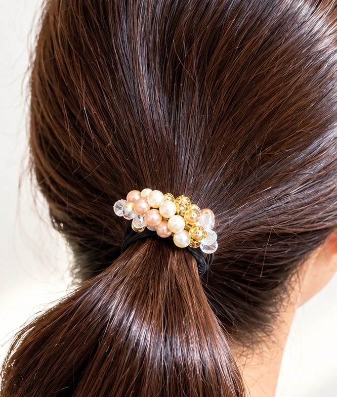 簡単ビーズでスパイラルヘアゴムの作り方